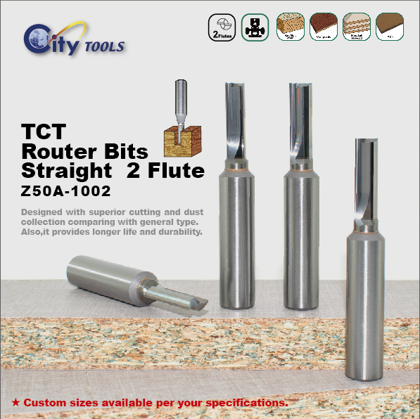 TCT-Router Bits Straight 2 Flute