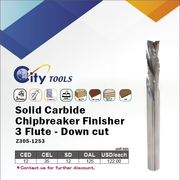 Chipbreaker Finisher Series type - Solid Carbide 3 flute Chipbreaker bits