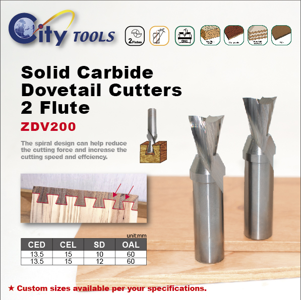 Solid Carbide Dovetail Cutters 2 Flute